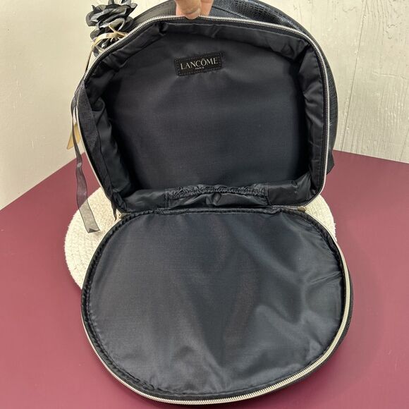 Lancome Paris Make-Up Bag Travel Case Cosmetic Round Zippered Zip Around Handle - Picture 8 of 8